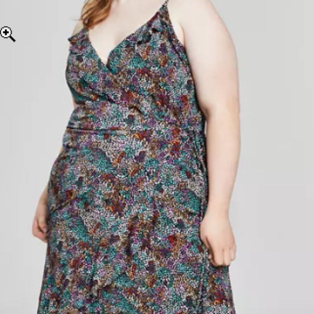 Bar III Plus Size Ruffled Sleeveless Wrap Midi Dress NWT 3x